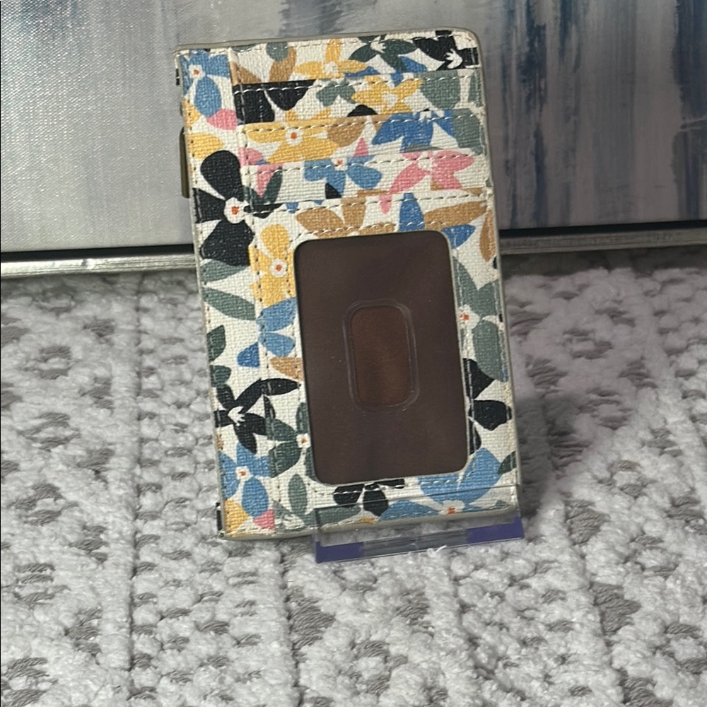 Fossil Women's Logan Faux Leather Wallet Slim Minimalist Zip Card Keychain NWOT - Picture 10 of 12